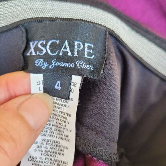 Vintage 80's Xscape Gown Strapless Gathered Mermaid Fishtail Goth Punk Purple XS - Picture 17 of 17